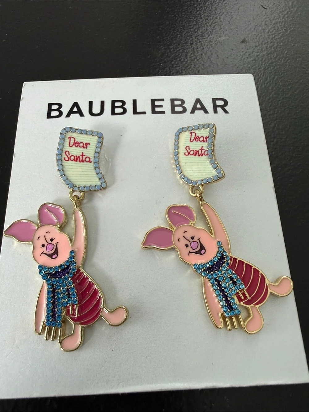 NEW Disney BaubleBar Piglet Christmas Dear Saanta Stud Earrings